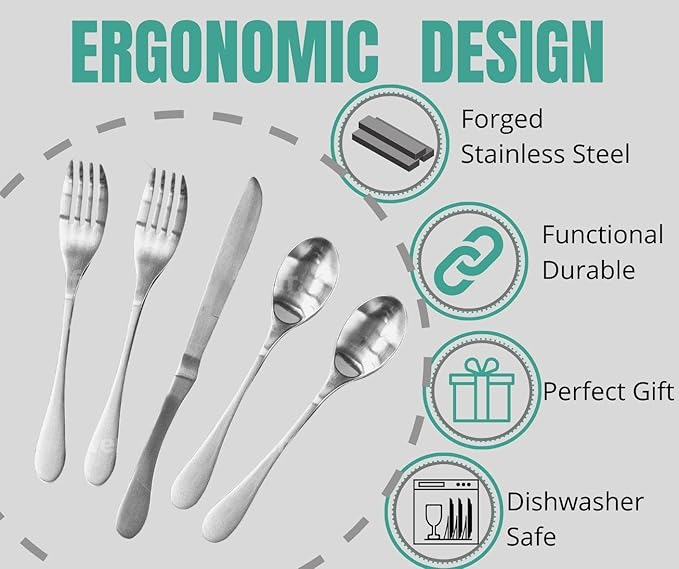 Knork Original Flatware Set, Silver Matte