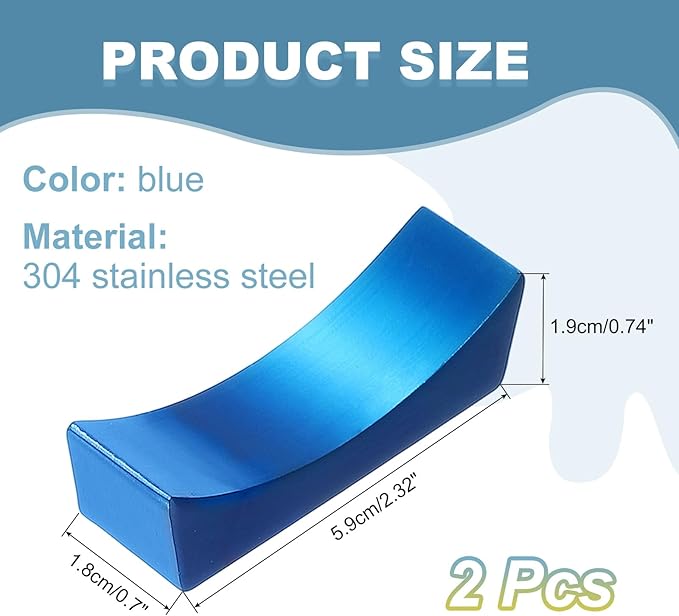 uxcell 2pcs Chopstick Rest, 304 Stainless Steel Chopsticks Holder 2.32" x 0.7" x 0.74", Household Tableware Kitchen Tools for Spoon Fork Teaspoon Dining Tool Rest, Blue