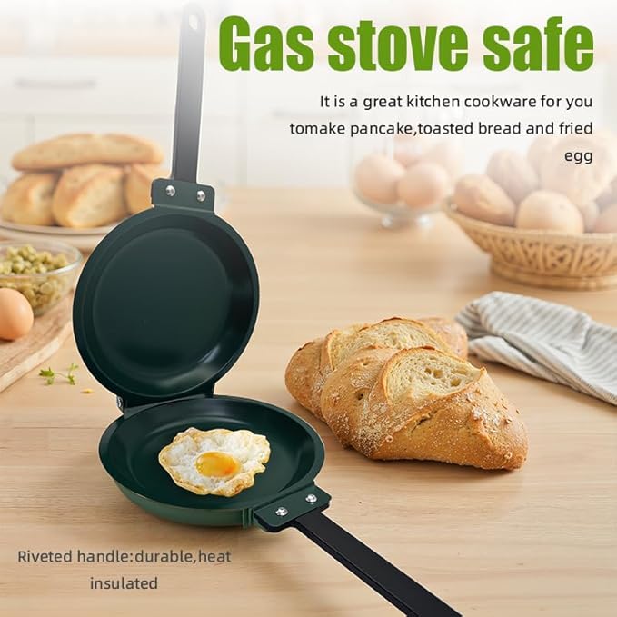 Pancake Maker, Pancake Pan, Double Sided Pan, Steel Nonstick Easy to Flip Pancake Griddle, Sarten Doble Cara Tortilla, Easy-to-clean Double-sided Frying Pan with Flip Design