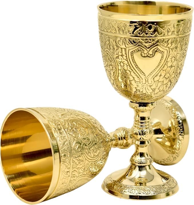 Wine Goblet Vintage Chalice Roman King Arthur Wine Cup Renaissance Medieval Drinking Goblet Unique Gift For Thanksgiving Christmas & Holidays (150 ml) (Golden Roman Cup)