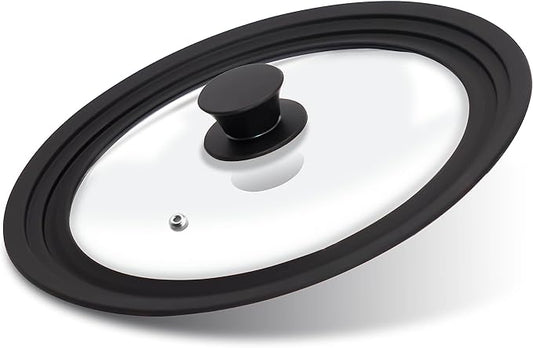 Tempered Glass Lid - Universal Lid with Heat Resistant Silicone Rim for Pots, Pans and Skillets - Pan Cover Replacement Lid Fits 10", 11" and 12" Diameter Cookware