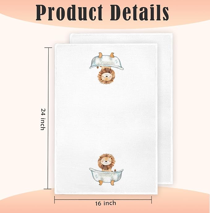 Lion Decor Hand Towels Decorative, Toddler Kids Bathroom Decor, Lion Gifts Hand Towels Drying Cloth for Kids Toddler Bathroom, 16x24 Inch