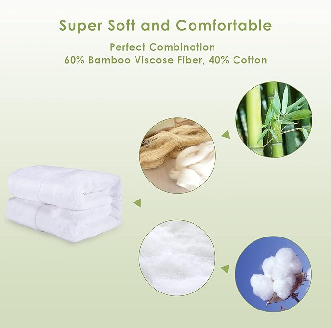 Large Bath Towels for Body, Sensitive,for Adult Kids Baby Luxury Hotel Spa Gym Super Soft Highly Absorbent Bathroom Towels 30" x 54",1 Pack White