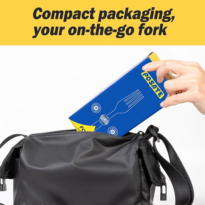 POSATE Heavy Duty Plastic Forks - Food-Grade Disposable Material, Clear, Pack of 30