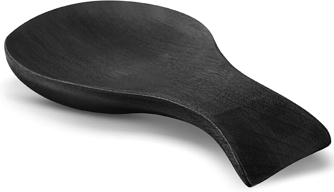 Patelai Acacia Wood Spoon Rest for Stove Top Bamboo Holder for Spatula Rest for Kitchen, Counter Spoon Holder for Countertop, Modern and Rustic for Farmhouse as Dining Table Decoration(Black)