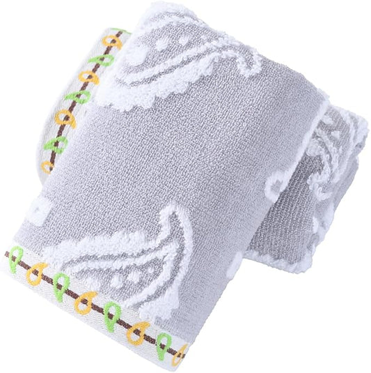 sense gnosis Grey Hand Towel Set of 2 Super Soft 100% Cotton Absorbent Paisley Pattren Jacquard Double-Faced Bath Hand Towels for Bathroom Home Decorative 13" X 29"