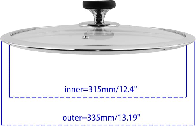 Woogim 12.5" Tempered Glass Lid with Steam Vent,Black Silicone Handle Included,Dishwasher Safe&Oven Up to 480℉,Kitchen Round Pan Lid Universal Fit for Cast Iron Skillet/Stock Pot/Frying Pan
