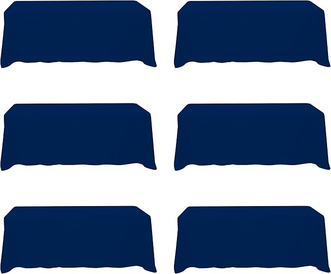 BRILLMAX 6 Pack Navy Blue Tablecloths for 8 Foot Rectangle Tables 90 x 156 Inch - 8ft Rectangular Bulk Linen Polyester Fabric Washable Cloth Cover for Wedding Reception Banquet Birthday Party