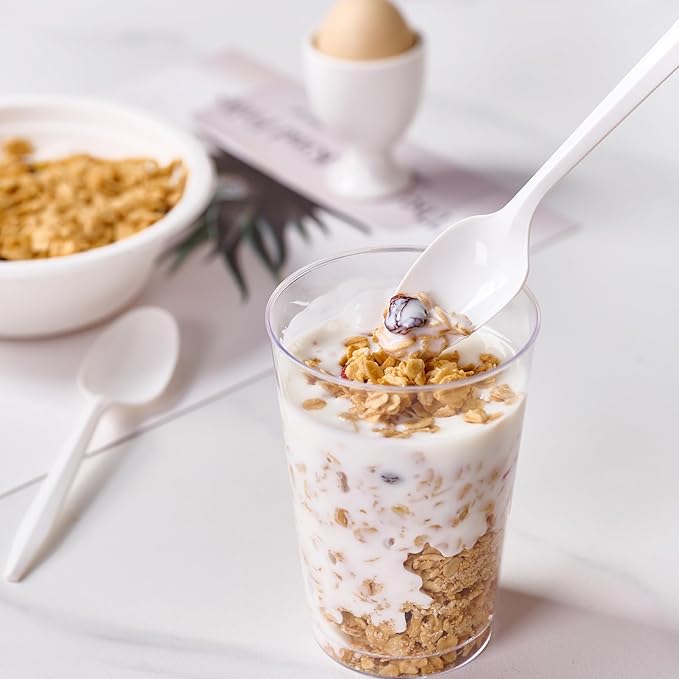 FOCUSLINE 1000 Pack Plastic Teaspoons White, Disposable Spoons Bulk, Heat Resistant Disposable Spoons for Take out Restaurants, Family Gatherings, Outdoor Activities