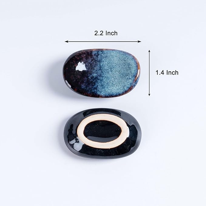 Ceramic Chopsticks Holder,Japanese Chopstick Rest,Spoon,knife & Fork Stand,Set of 8 (Starry blue)