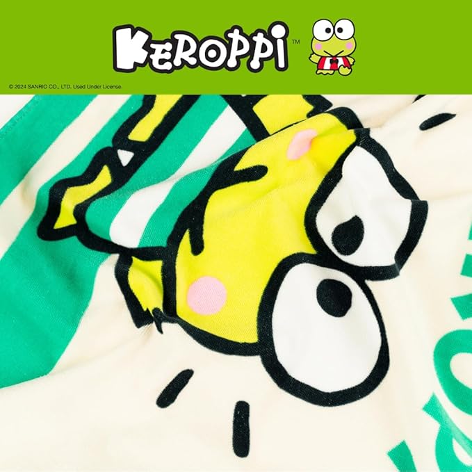 Sanrio Keroppi Kids Super Soft Bath/Pool/Beach Soft Cotton Terry Hooded Towel Wrap, 24 in x 50 in, (Officially Licensed Product) by Franco