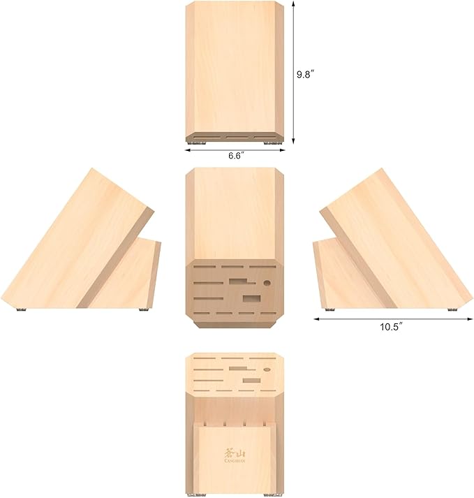 Cangshan Empty Knife Block, 16-Slot Organizer, Flat Top (Maple Wood)