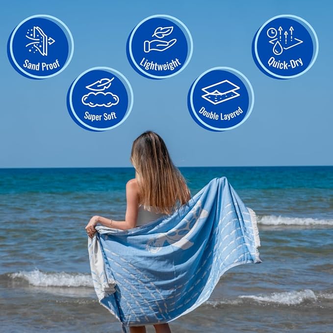 Turkish Beach Towel - 100% Organic Cotton - Soft, Quick-Dry, Sand Proof, Prewashed - Lightweight & Oversized for Beach, Pool, Yoga, Bath, Travel, Gym, Throw - Bloom (Pink)