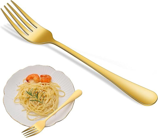 16-Piece Gold 8 Inches Stainless Steel Dinner Forks Set,Golden Silverware Fork,Durable Mirror Polishing Table Forks For Restaurant And Hotel