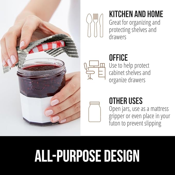 GORILLA GRIP powerGRIP Drawer Shelf and Cabinet Liner, Thick Strong Hold, Non-Adhesive Liners Protect Kitchen Cabinets and Cupboard, Bathroom Drawers, Easy Install, Breathable Mat, 12" x10' Quatrefoil