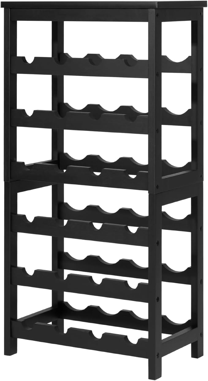 VEVOR 24 Bottle Detachable Wine Rack, 6-Tier Wine Bottle Holder, Freestanding Floor Display Wine Storage Shelves with Table Top, for Kitchen,Cellar,Bar,Dining Room,Living Room, Black
