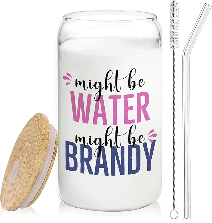 Brandy glasses cup Gifts for Cocktail Lovers, Funny Might Be Brandy Tumbler Gifts For Women 14oz,Tequila Lime drinking jar for Cocktail Lovers