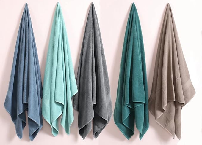 HILLFAIR 600 GSM- 40 x 80 Inches- 100% Cotton 2 Pc XXL Oversized Bath Towel Set- Soft Highly Absorbent Jumbo Bath Sheets Towels Sets- Quick Dry Oversized Bath Towel Sets for Hotel Spa Pool- Platinum