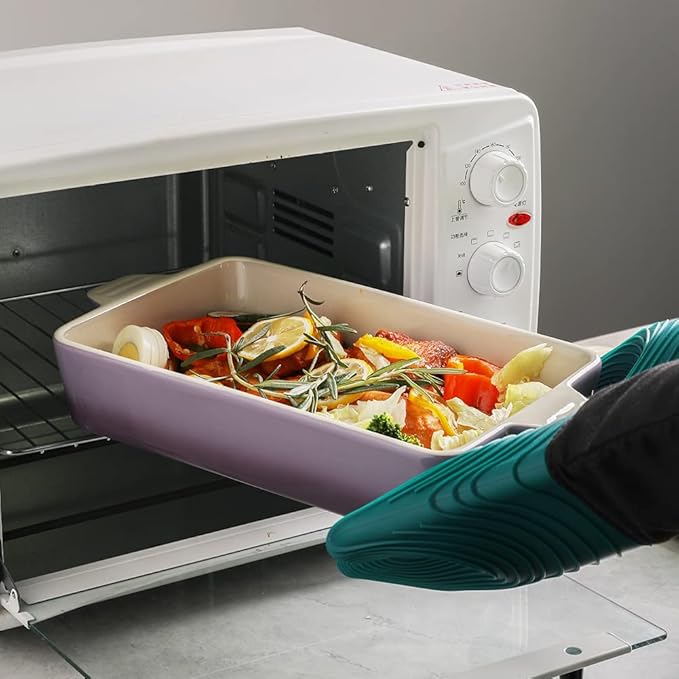 Sweejar Ceramic Bakeware Set, Rectangular Baking Dish for Oven Lasagna Pans for Cooking, Kitchen, Cake Dinner, Banquet and Daily Use, 11.8 x 7.8 x 2.76 Inches of Casserole Dishes (Gradient Purple)