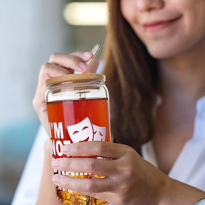 Musical Theater Gifts, Broadway Gifts for Directors, Actors, Music Teachers, Musicians on Birthday Christmas - 17 Oz Drinking Glass Iced Can Glass Cup (white-dramatic)