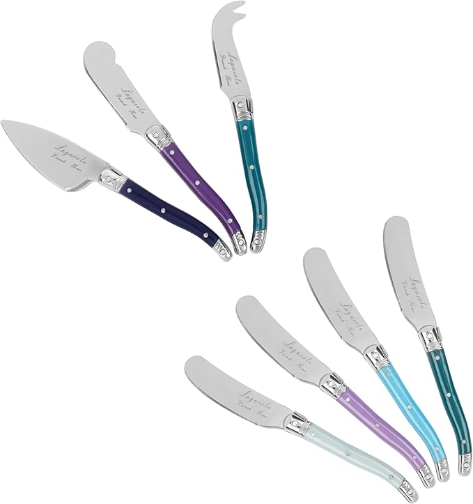 French Home 7 Piece Laguiole Sm Cheese Knives and Spreaders - Plum Rose