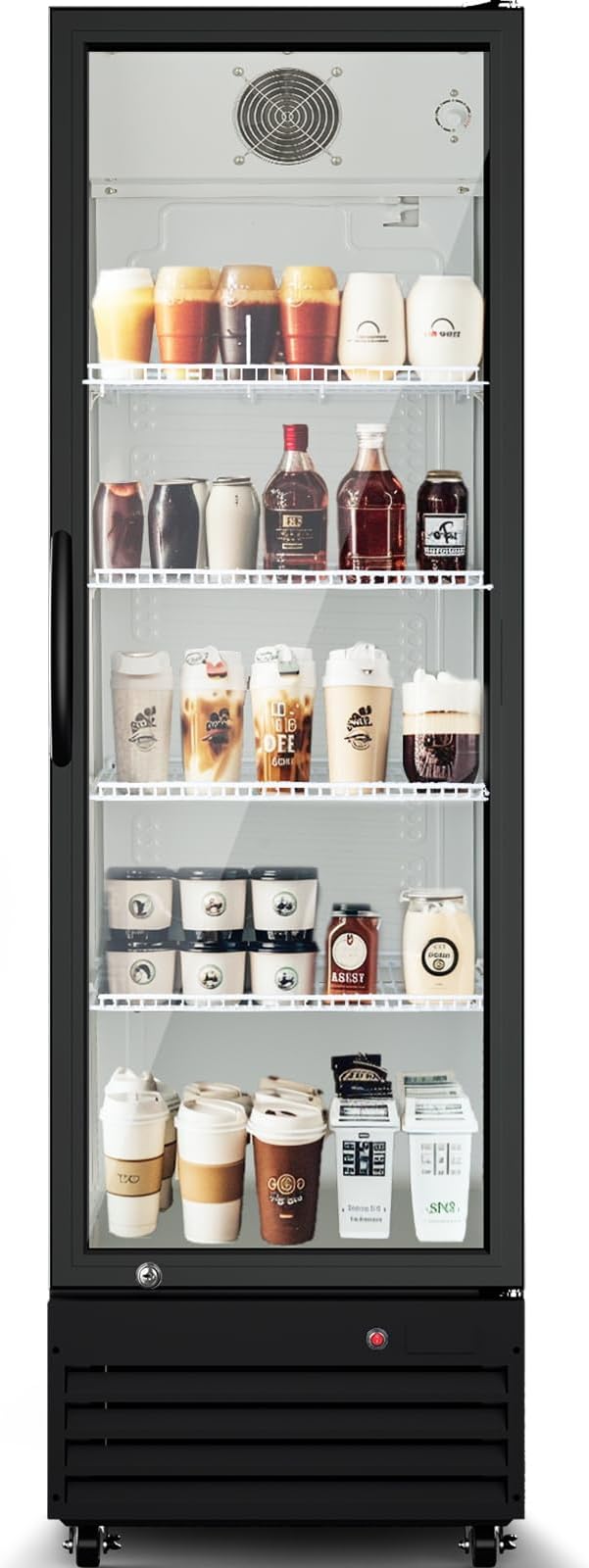 BODEGACOOLER Commercial Beverage Refrigerator with Glass Door,12.5 Cu.Ft Display Merchandiser Drink Refrigerator,Upright Commercial Bar Fridge,Display Drink Cooler,Soft LED Light,Romovable Shelves