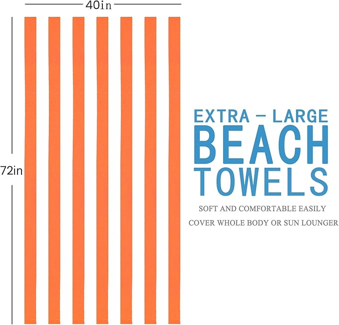 4 Packs Extra Large Beach Towel Bath Towel 72 * 40 Set Bathroom Sheets Bulk Oversized Soft Absorbent Thick XL Big Giant Microfiber Terry Blanket Clearance Turkish Toallas De Playa NOT Cotton Orange