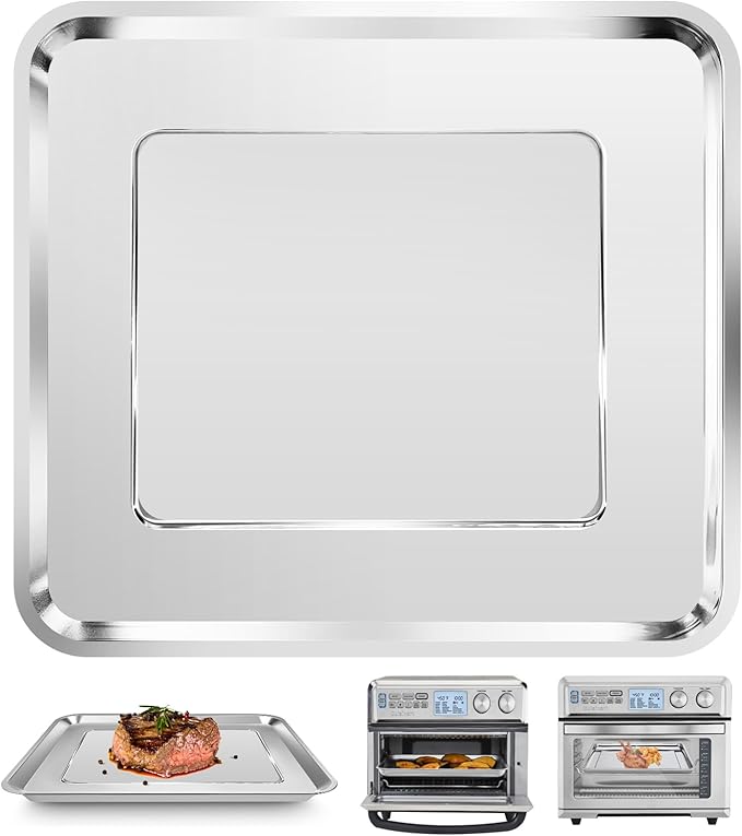 GWY Air Fryer Tray Replacement for Cuisinart TOA-95 Toaster Air Fryer Convection Oven, 14.5 * 11.6'' Non-stick Mesh Air Fryer Steel Basket Wire Rack Accessories Parts, Dishwasher Safe