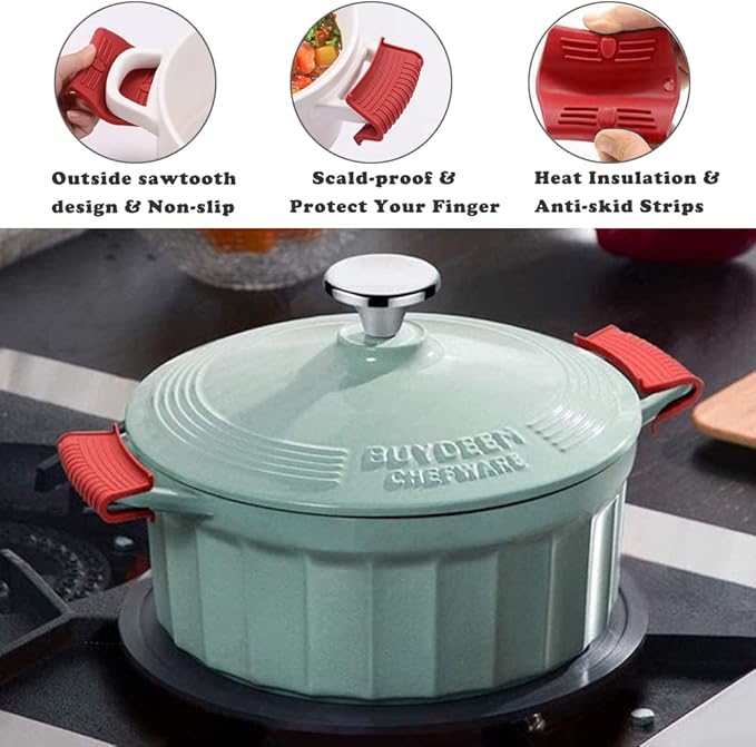 2 Pairs Silicone Pot Handle Holders,Hot Skillet Handle Covers,Anti-Slip Silicone Cast Iron Pans Handles,Pan Lids Dutch Ovens Baking Sheets Casserole Cookware