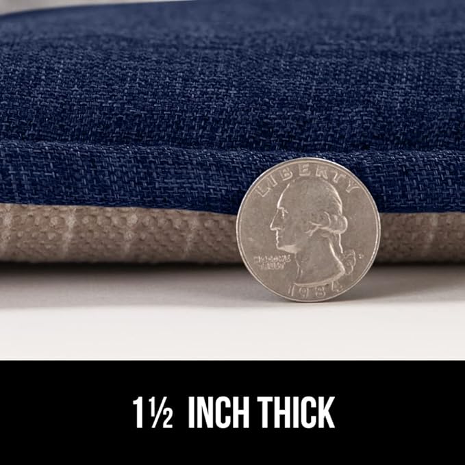 GORILLA GRIP Slip Resistant Tufted Chair Cushions, No Ties Required, Memory Foam Pads for Dining Room Kitchen Table, Office, Rocking Chairs, Plush Seat Cushion Pad, Home Decor, Set of 4, 16x17, Navy