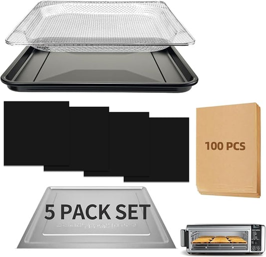 Air Fryer Accessories for Ninja Foodi SP101 Air Fryer Oven, Air Fryer Liners Replacement Baking Pan Air Fryer Basket Non-stick Baking Tray for Ninja Digital Air Fry Countertop Oven