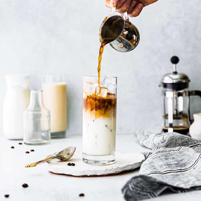 Everyday Drinking Glasses Set of 8 Drinkware Hurricane Glasses, Kitchen Glasses for Cocktail, Iced Coffee, Beer, Ice Tea, Wine, Whiskey, Water, 4 Tall Glass Cups & 4 Short Dof Drinking