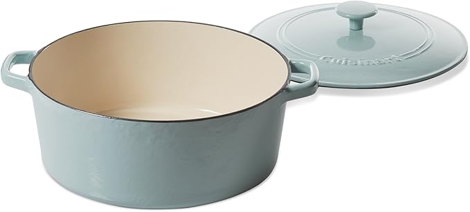Cuisinart Chef's Classic Enameled Cast Iron Round Covered Casserole (Light Blue, 7- Quart)