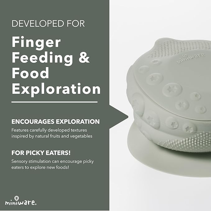 Miniware Sensory Baby Bowl - Sage - Silicone Bowls for baby to Combine Mealtime with Sensory Development - 100% Food Grade Silicone Baby Bowls - BPA Free, Non-Toxic Todddler Bowls