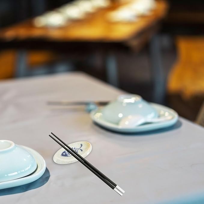 7Pcs Japanese Chopstick Holder Classic Ceramic Chopsticks Stand Rest Oval Shape Table Tableware Decoration Brackets for Spoons Cutlery Forks Paint Brushes