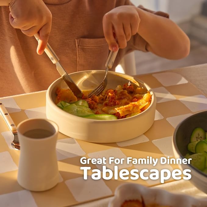 APLAINR Kids Silverware Set, Stainless Steel Toddler Silverware with Bamboo Organizer, Montessori Kids Utensils, 10 Piece Cutlery Set with Forks, Spoons & Knives, Children Safe Metal Flatware