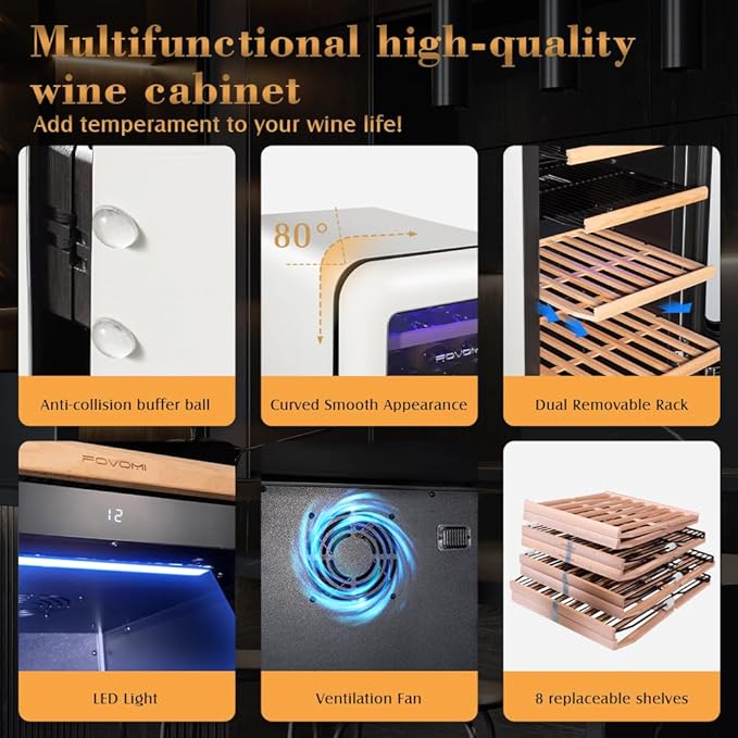 Wine Fridge,91-bottle Wine Cooler Refrigerators Dual Zone Large Wine Beverage Freestanding Cellar,Holds 91bottles (White)