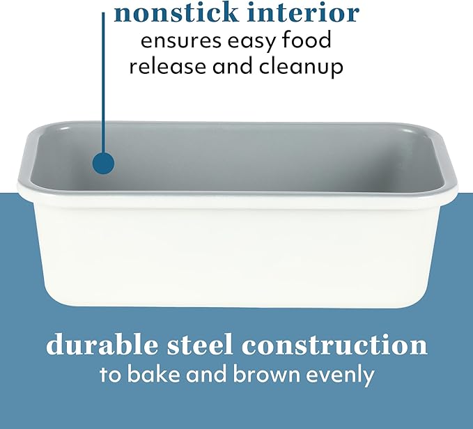 Sur La Table Kitchen Essentials Bake Sale 9 X 5 Inch PFOA, PFAS, PTFE Free Nonstick Loaf Pan - Linen White