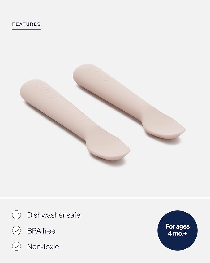 Lalo Little Spoon Set - 2 Piece Baby Spoons Set for Infants & Babies - Made From Food Grade Silicone Dishwasher Safe - Baby Feeding Essentials for Early Stage Mealtime - Grapefruit