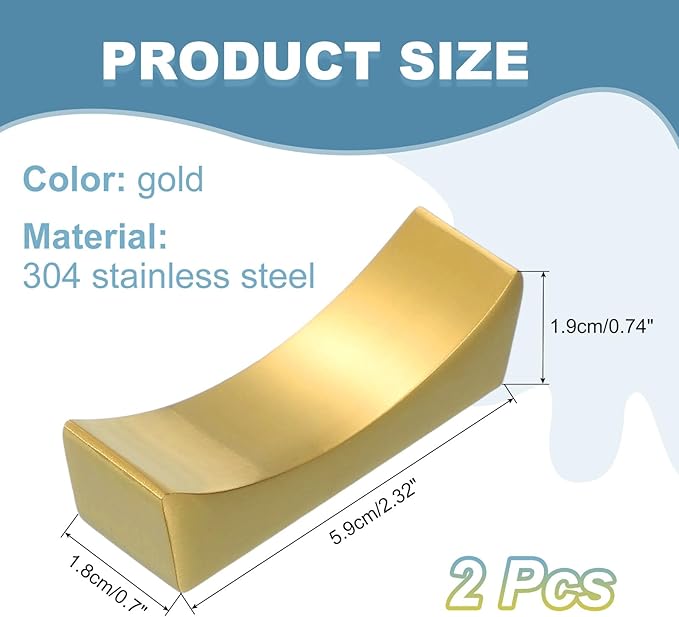 uxcell 2pcs Chopstick Rest, 304 Stainless Steel Chopsticks Holder 2.32" x 0.7" x 0.74", Household Tableware Kitchen Tools for Spoon Fork Teaspoon Dining Tool Rest, Gold