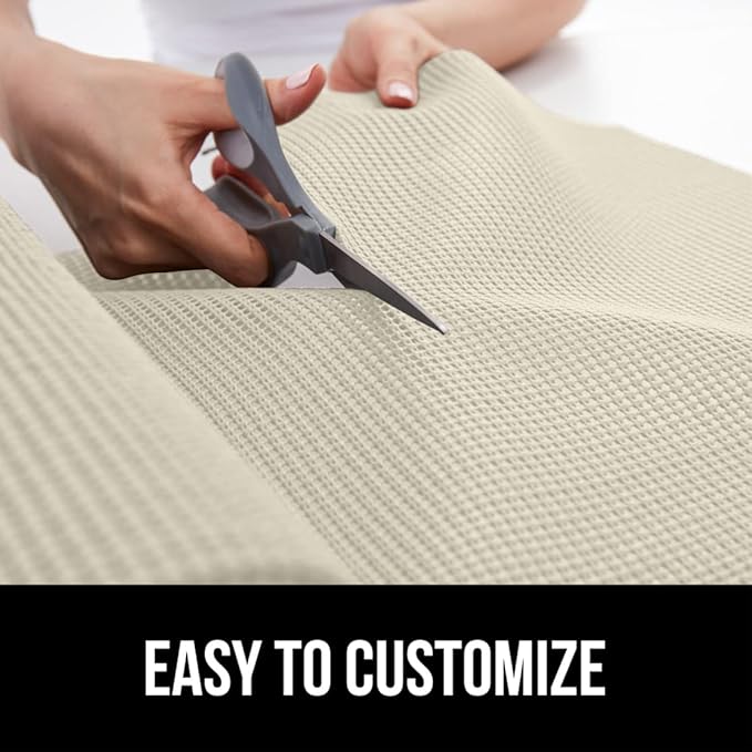 GORILLA GRIP powerGRIP Drawer Shelf and Cabinet Liner, Thick Strong Hold, Non-Adhesive Liners Protect Kitchen Cabinets and Cupboard, Bathroom Drawers, Easy Install, Breathable Mat, 12" x10' Cream