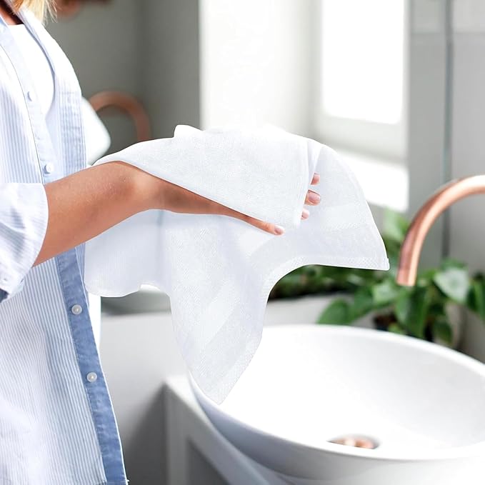 24 Pack Premium Hand Towels – 100% Cotton, Soft & Highly Absorbent – 16x27 Inches, White Bulk Towels for Bathroom, Spa, Gym & Daily Use