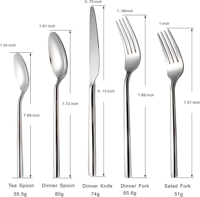 Silverware Set, 20-Piece Flatware Cutlery Set Service for 4, Heavy Duty Titanium Coating Modern Design, 18/0 Stainless Steel Utensils, Dishwasher Safe