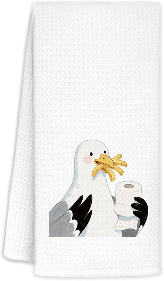 Seagull Beach Kitchen Towels - Seagulls Gifts for Bird Lovers, Seagull Bird Decor, Coastal Nautical Beach Sea Gull Decorative Hand Dish Tea Towels for Kitchen Bathroom, 16x24 in