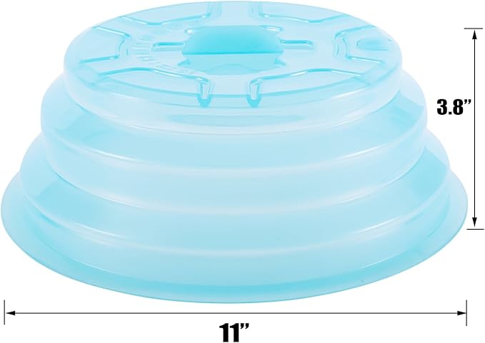 Kichwit Collapsible Silicone Microwave Plate Cover Splatter Guard, Dishwasher Safe & BPA Free, 11”, Blue