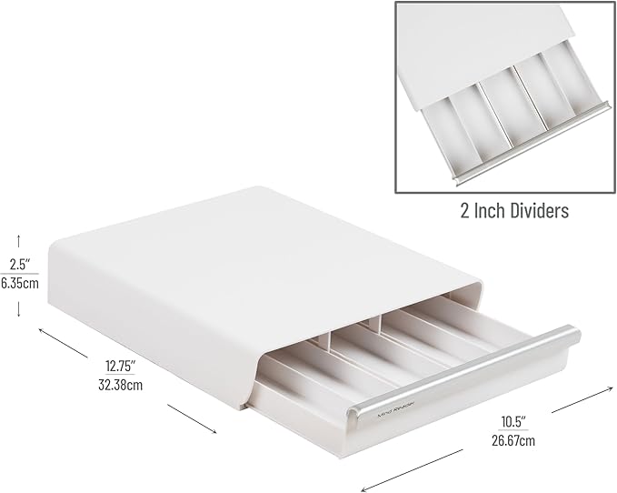 Mind Reader Single Serve Coffee Pod Drawer, 30 Pod Capacity, Countertop Organizer, 10.5"L x 12.75"W x 2.5"H, White