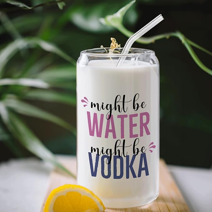 Vodka glasses cup Gifts for Cocktail Lovers, Funny Might Be Vodka Tumbler Gifts For Women 14oz,Tequila Lime drinking jar for Cocktail Lovers