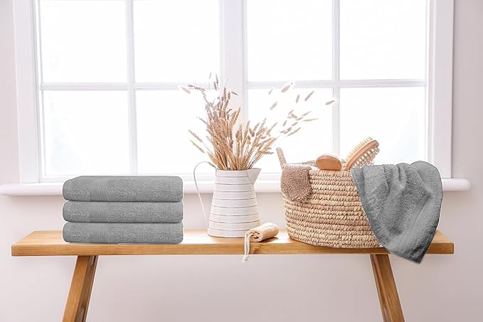 Premium Hand Towels Pack of 6 (16" x 30”) 100% Combed Ring Spun Cotton | Highly Absorbent Hand Towels Set | Ultra Soft for Home, Gym & Spa (Silver Grey)