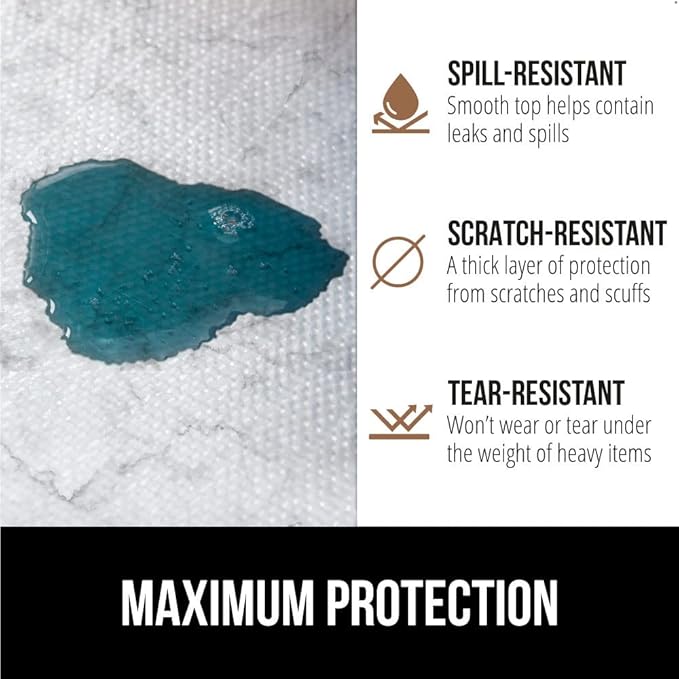 GORILLA GRIP Slip Resistant Drawer and Shelf Liner 2 Pack, Non Adhesive Water Resistant, Easy Clean and Trim, Smooth Surface Liners for Kitchen Cabinet, Shelves, Drawers, Pantry, 12 IN x 10 FT, Marble