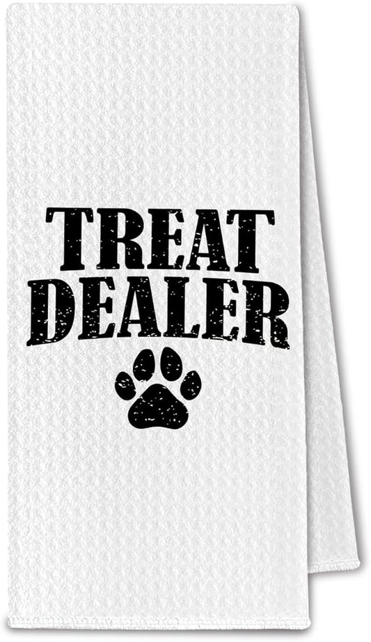 Treat Dealer Kitchen Towels, Funny Dog Kitchen Towels for Dogs Lovers, Dog Mom Puppy Pet Lovers Gifts for Women, Dogs Decorative Bathroom Hand Towels, 16x24 Inch